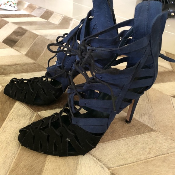 Zara blue and black suede heels size 10 - Picture 9 of 14